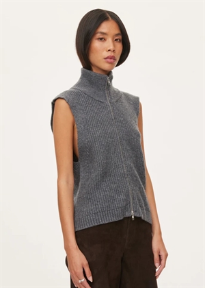 Fave knit zip vest Dark Grey Melange Oval Square